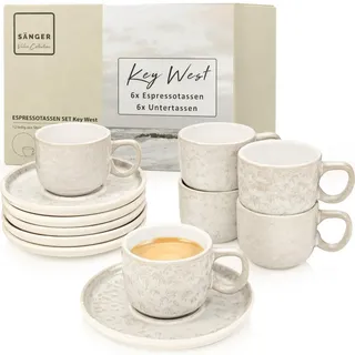 sänger Key West Espressotassen Set 12-tlg. creme mit sandiger Maserung