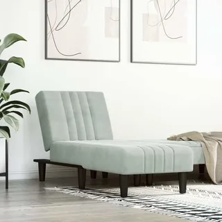 Möbel Chaiselongue Hellgrau Samt - Recamieren 352826 - Grau