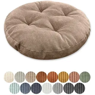 Unyqoos® Rundes Sitzkissen 6 cm – weicher Cordbezug, 100% PP-Füllung & Schaumstoff, Anti-Rutsch, vielseitig für Stuhl, Sofa & Boden, 15 Farben - Braun