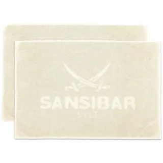 Sansibar Badematte 2er Set 50x80 cm – Badvorleger, Badteppich aus Reiner Baumwolle – Oeko-TEX, rutschfest und waschbar – Sylt-Design - Sand