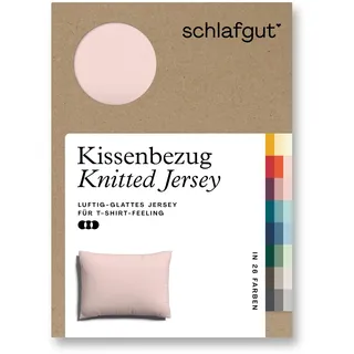 Schlafgut Kissenbezug »Knitted Jersey aus Bio-Baumwolle mit Elasthan, bügelfrei,«, (1 St.), besonders fein gestrickt, Kissenhülle mit farbigem Reißverschluss, lila