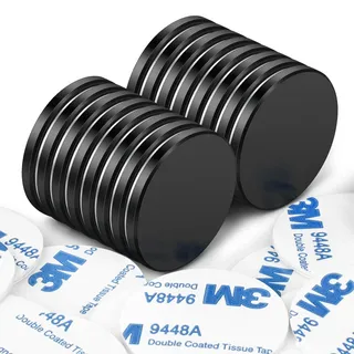 Wukong 32×3mm Neodym Magnete, 16 Stück Schwarz Magnete Selbstklebend Stark, Extra Starke Magneten, Magnet zum Kleben für Magnettafel, Holzbretter und Fliesen