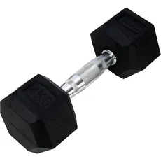 Ab. Hexagonal Dumbbell of 4kg (8.8LB) Includes 1 * 4Kg (8.8LB) | Black | Material : Iron with Rubber Coat | Exercise, Fitness and Strength Training Weights at Home/Gym for Women and Men