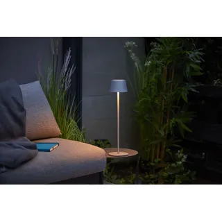 Northpoint 3in1 LED RGB Tischlampe Flaschenleuchte max. 45cm hoch mit 3000mAh Akku 200lm warmweiß und stufenlos dimmbar für Innen und Außen chrome