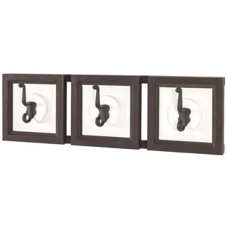 HAKU Garderobenleiste braun, weiß, Massivholz, Metall - Maße: B 58 x H 18 x T 9 cm, Style: Industrial
