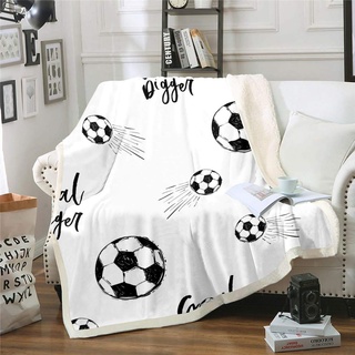 Loussiesd Jungen Fußball Flanell Fleecedecke Sportthema Wohndecke Kinder Fußball Muster Kuscheldecke 130x150cm Für Kinder Männer Schwarz Weiß Decke