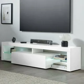 Dmora Ugo TV-Lowboard 160 x 40 x 35 cm Weiß Holz/Spanplatte