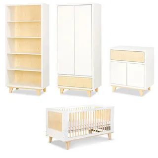Feldmann-Wohnen Kinderzimmer-Set Lydia Weiß / Kiefer 4-teilig , Holz , 7 Fächer , 2 Schubladen , Rechteckig , 385x180x85 cm , Babymöbel & Kindermöbel, Babyzimmer