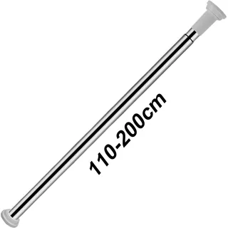 TolleTour Teleskopstange Stainless steel ohne Bohren, Duschvorhangstange Klemmstange Gardinenstange 110-200cm - Weiß