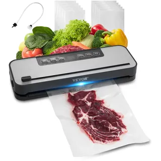 VEVOR Vakuumiergerät, 60 Kpa, 100 W, Vakuumierer, 5-in-1-Vakuumierer für Lebensmittel, Folienschweißgerät, automatisches Luftversiegelungssystem mit integriertem Schneider, 10 Vakuumbeutel