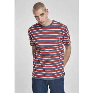 Urban Classics Yarn Dyed Oversized Board Stripe T-shirt - Brown / Blue Oil - M