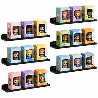 Lifewit 6 Pack Kunststoff Wandregal, 35,5cm Schweberegal Wand trag. 6kg | Hängeregal für Kinderzimmer Schlafzimmer Wohnzimmer Bad Küche, Regal Wall Shelf Regalbrett Bilderleiste Bücherregal, Schwarz