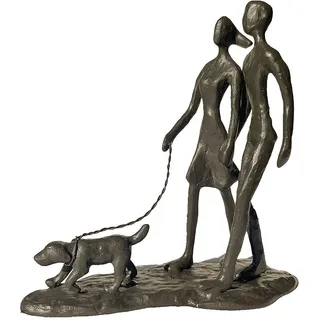 Konjouror Paar und Hund Gusseisen Skulptur Romantische Paar Liebe Metall Kunst Dekor Familie Liebe Statue Hundeliebhaber Geschenke für Paare