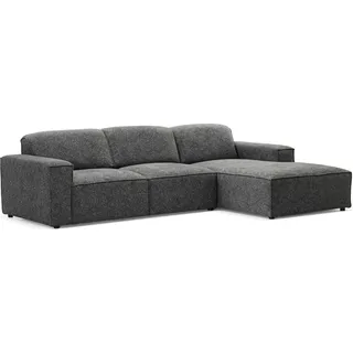 Wohnlandschaft Ecksofa "La Mia" - Luxus - Blur Grau Stoff, L-Form, Moderne Loungegarnitur, Ecksofa für das Wohnzimmer, Ottomane Rechts. - Grau