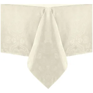 Elrene Caiden Elegance Damast-Tischdecke, Polyester, Elfenbein, 144" x 60" (Rectangular)