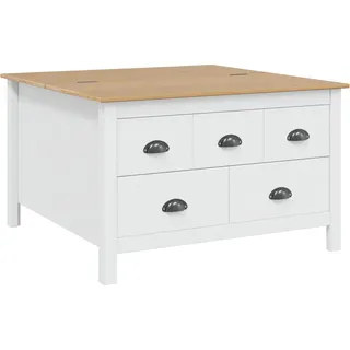 vidaXL Couchtisch HILL Weiß und Honigbraun 79,5 x 79,5 x 49 cm - Weiß
