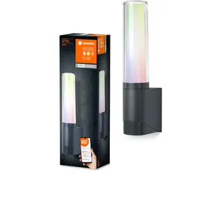 Ledvance Smarte LED Aussenleuchte für die Wand mit WiFi Technologie, Leuchte für Außen, RGB-Farben änderbar, dunkelgr. Aluminium, Kompatibel mit Google und Alexa Voice Control, SMART+ WIFI FLARE WALL