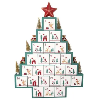 Greengate Weihnachtskalender XMAS TREE Holz 24 Fächer 62x44 cm