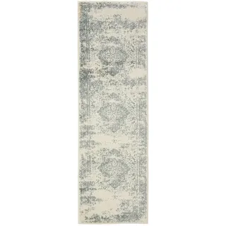 benuta Vintage-Läufer Suki 80/240 cm , Creme, Mintgrün , Kunststoff , Vintage , Rechteckig , 80x240 cm , Oeko-Tex® Standard 100 , für Fußbodenheizung geeignet, in verschiedenen Größen erhältlich, pflegeleicht , Teppiche und Böden, Teppiche, Teppichläufer, Läufer