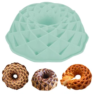 TenaLucy Silikon Backform,Kuchenform Silikon Gugelhupfform silikon Kuchenform Antihaftende Brotbackform Backformen Gugelhupf,für Kuchen Brote Ø 23cm Höhe 8.5cm (Blau)