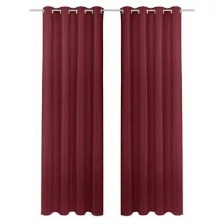 Vorhang OTTO HOME "SOLA" Gr. 2, rot (dunkelrot), B:130cm H:175cm, Polyester, Polyester, Gardinen, Vorhang, blickdicht, Ösen-Aufhängung, wärmeabweisend,, 1er oder 2er Set