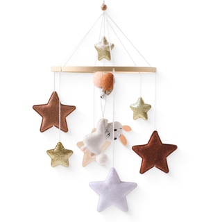 Promise Babe Baby Mobile Holz Sterne Kaninchen Tier Hase Mobile Holz Ball Filz Babybett Wickeltisch Bell Filz Holz Mobile Baby Jungen Mädchen Geschenk Animal Little Rabbit Bed Bell Windspiel