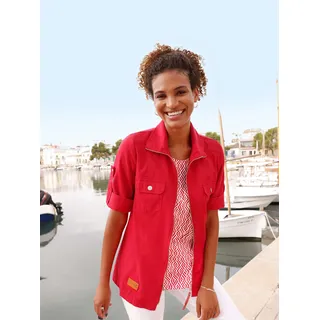 Blusenjacke CASUAL LOOKS, Damen, Gr. 46, rot, 100% Baumwolle, Jacken Blusenjacke
