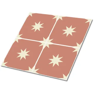 Tulup Fliesenaufkleber 9 Stück 30x30 cm selbstklebend Sterne im Quadrat , Orange , Textil , 30x1.6x30 cm , Tapeten & Wandverkleidungen, Wandtattoos & Sticker