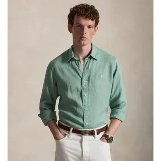 Polo Ralph Lauren für Herren. 710966294522 Maßgeschneidertes Leinenhemd grün (M), Lässig, Langarm