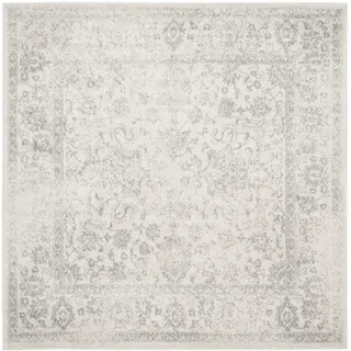 SAFAVIEH Quadratischer Teppich 152 x 152 cm - Adirondack Collection - Transitional Design, Elfenbein & Silber, Pflegeleichte Synthetikmischung, Ideal für Wohnzimmer, Schlafzimmer, Büro (ADR109C)