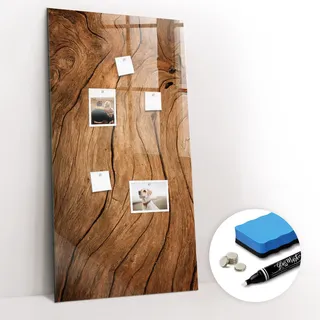 Magnetpinnwand Memoboard - Zubehörsatz - Weißer Marker + Schwamm + Magnete - 60 x 120 cm - Altes Holz - Braun