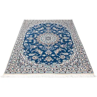 morgenland Orientteppich »Perser - Nain - Royal - 172 x 115 cm - blau«, rechteckig, 10 mm Höhe, Wohnzimmer, Handgeknüpft, Einzelstück mit Zertifikat morgenland Blau B: 115 cm   1 St.