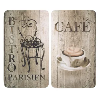 WENKO Herdabdeckplatte Universal Mod. Bistro, höhenverstellbar für alle Herdarten, Schneidebrett und Spritzschutz, Glas, 30 x 52 cm, 2-teilig