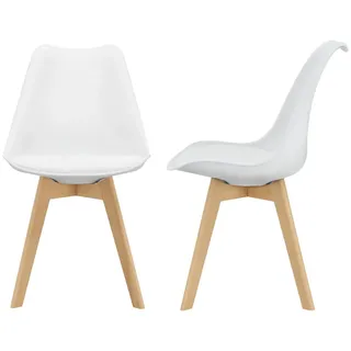 [en.casa] Esszimmerstuhl Fläten Kunstleder weiß 2er Set