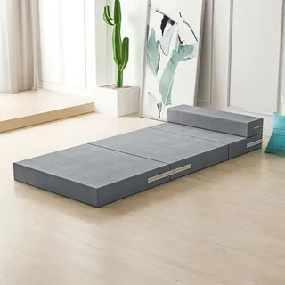 Tragbare Klappmatratze für Einzel- oder Doppelbett, 5 cm/8 cm/10 cm, Campingmatratze mit waschbarem Bezug und Reisekissen, Gästebett, Lösung, Grau, 160 x 60 x 8 cm