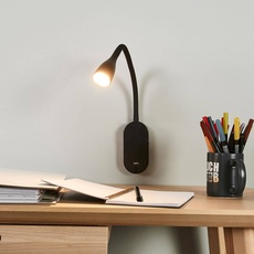 Bild von LED-Wandlampe Enna, schwarz, Schalter, USB-Anschluss