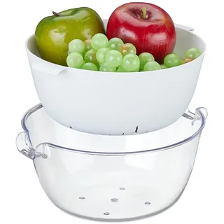 Relaxdays Siebschüssel , Kunststoff , Küchenzubehör, Küchenhelfer, Küchensiebe