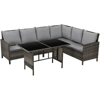 Svita MADISON Rattan-Lounge Ecksofa Rattan-Lounge Gartenmöbel-Set Garnitur Braun