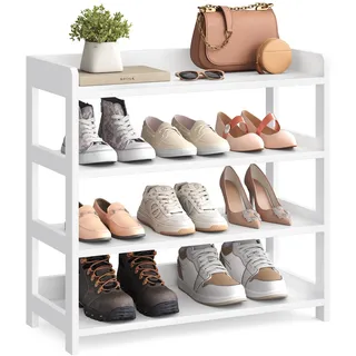 VASAGLE Schuhregal, 4 Ebenen, Schmal, Offen, mit Ablage | Schuhablage Flur, 63 x 30 x 66 cm, 17 cm Abstand, Wolkenweiß, Custos Kollektion LBS164WB01
