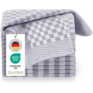 Blumtal Geschirrtücher Baumwolle 50x70 cm im 5er Set - Oeko-TEX zertifizierte Küchentücher - extrem saugstarke Geschirrhandtücher - Kitchen Towels waschbar bis 95 °C - Geschirrtücher Grau-Weiß Karo