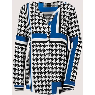 Langarmbluse MADELEINE "Bluse Tunika-Bluse", Damen, Gr. 36, schwarz (schwarz, weiß, royalblau), Obermaterial: 100% Viskose CV., Modern, normal, V-Ausschnitt, Blusen Langarmbluse
