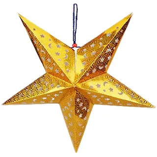 10 Stück - Hängende Sterne Ø 30 cm Gold Papier