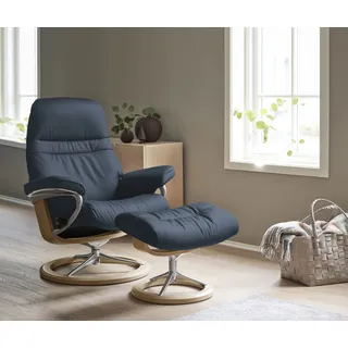 Stressless Stressless® Fußhocker »Sunrise« mit Signature Base, Gestell Eiche, blau