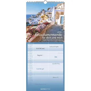 alpha edition / teneues calendars & stationery gmbh & co. kg Glücksmomente für dich und mich 2026 - Familien-Timer 19,5x45 cm - 2 Spalten - Wand-Planer - viel Platz für Eintragungen - Familienkalender - Alpha Edition