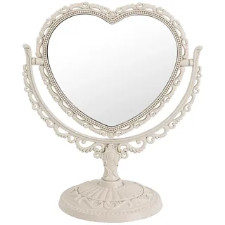 XPXKJ Spiegel in Herzform, 17,8 cm, Kosmetikspiegel mit 3-facher Vergrößerung, Vintage-Spiegel, Badezimmer, Schlafzimmer, Ankleidespiegel (beige herzförmig)