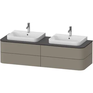 Duravit Happy D.2 Plus Konsolenwaschtischunterbau wandhängend, 1600x550 mm, 4 Schubkästen, für 2 Aufsatzbecken, HP4974B9292, Farbe: Steingrau Seidenmatt Lack