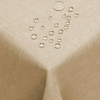 DecoHomeTextil Leinen Optik Tischdecke, Rechteckig 135 x 180 cm Beige Sand, wasserabweisend, fleckenabweisend, abwaschbar, Lotuseffekt, bügelfrei