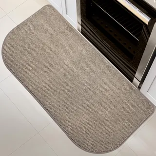 DOMUSTEX Waschbar Teppich Läufer 60x120cm Halbrund, küchenläufer, Schmutzfangmatte Innen, rutschfeste Badteppich für Küche, Badezimmer and Schlafzimmer