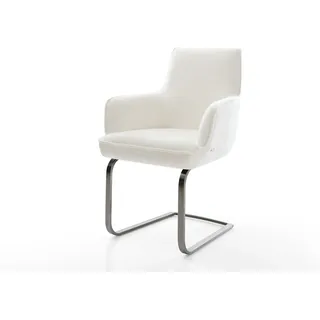 Freischwinger Heira-Flex mit Armlehnen Bouclé Soft Beige Freischwinger flach Graphit Taschenfederkern