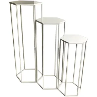 HOME DECO FACTORY Gigogne X3 Metall Weiß Mobilier Tisch Schreibtisch Konsole Sellette Möbel Innenbereich, 60 x 30 x 26 cm